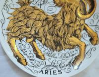 Vintage Piero Fornasetti Porcelain Zodiac Plate, Number 9 Aries, Astrali Pattern, Made for Corisia Dated 1972