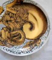 Piero Fornasetti Zodiac Porcelain Plate, Astrological Sign of Capricorn, Made for Corisia, Dated 1964.