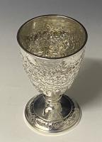 Chased Victorian silver wine goblet 1891 Barnard 
