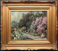 Owen Bowen oil painting Yorkshire garden flowers landscape