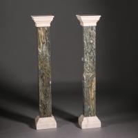 A Pair of Green Breccia and Carrara Marble Pedestals. Probably French, Circa 1830. www.adrianalan.com