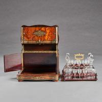 French Thuya And Brass Inlaid Serpentine Cave A Liqueur Or Tantalus Box 19th Century