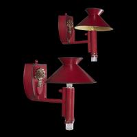 A Pair of Red Tole Wall Lights