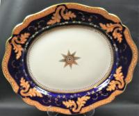 A dark blue and heavily gilded ceramic platter, Charles Meigh, English circa 1830