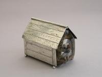 Victorian Silver and Essex Crystal Dog Kennel Vesta Case