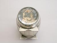 Victorian Novelty Silver Barrel With Essex Crystal Mastiff Table Vesta Case