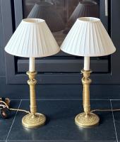 Pair of Early 19th Century Gilt Candlesticks Converted to Lamps