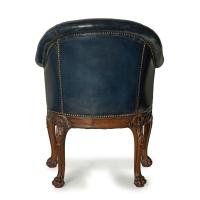 Victorian blue leather and walnut tub chairs
