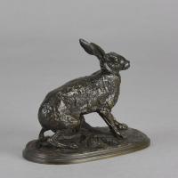 Mid 19th Century Animalier Bronze Study "Lièvre au Repos" by Pierre Jules Mêne