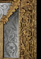 Important of Grand Scale Carved Gilt Wood- Etched Border Glass Mirror   Circa 1680