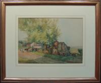Fred Lawson "Old Buildings, Castle Bolton" Yorkshire watercolour