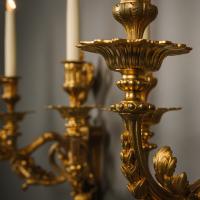 Louis XVI Style Gilt-Bronze Three-Light Wall-Appliques