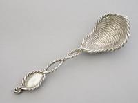 20th Century Cast Silver Basket Weave Preserve / Caddy Spoon
