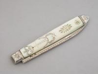 George III Cased Silver& Mother of Pearl Folding Fruit Knife - Royal Crown & Anchor
