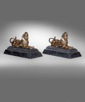 Pair of Nineteenth Century brass and cast iron sphinxes
