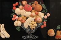 American Feltwork Picture of Fruit in a Footed Bowl, Probably New York State