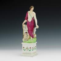 Pearlware Figure of Aphrodite & Eros, also known as Venus and Cupid, Attributed to Neale & Co, Circa 1790