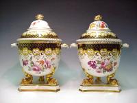 Antique Ridgway Porcelain Fruit Coolers, Covers & Liners, Pattern No. 1173 Circa 1820-25