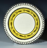 English Yellow-banded Openwork Creamware Dessert Dishes , Probably Liverpool Herculaneum