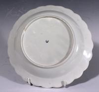 First Period Worcester Porcelain Blue Scale Botanical Dessert Plate