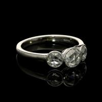 Hancocks Three Stone Rose Cut Diamond Ring In Millegrain Platinum Mount Contemporary