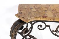 19th Century French Wrought Iron and Parcel Gilt Breche D Alep Marble Top Console Table
