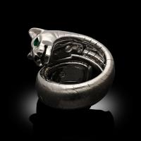 Cartier 18ct White Gold Panthère Lakarda Ring With Emerald Eyes Circa 2000s