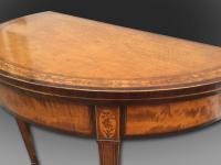 George III Satinwood demi-lune card table
