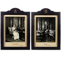 Pair of Royal Presentation Portrait Photographs of Queen Elizabeth II and Prince Philip, 1975