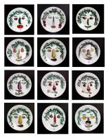  Piero Fornasetti Pottery Arcimboldesca-Motif Vegetable Face Plates, After Giuseppe Arcimboldo, Arcimboldesca Pattern, Set of Twelve, Circa 1955