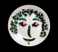 Piero Fornasetti Pottery Arcimboldesca-Motif Vegetable Face Plates, After Giuseppe Arcimboldo, Arcimboldesca Pattern, Set of Twelve, Circa 1955