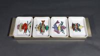 Piero Fornasetti Ceramic Appetizer Fish Kebab Dishes and Serving Tray, 1960s
