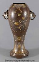 Large Japanese Bronze and Mixed Metal Vases By Masayuki