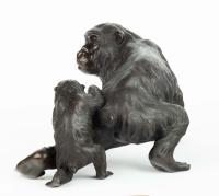 Large Japanese Bronze Monkey Okimono – Genryusai Seiya