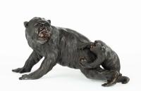 Large Japanese Bronze Monkey Okimono – Genryusai Seiya