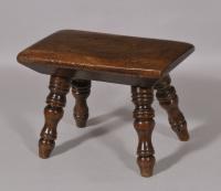 S/5732 Antique Treen 19th Century Oak West Country Child's Stool