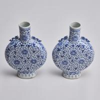 19th Century Chinese porcelain blue and white pilgrim vases