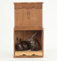 Japanese Bronze Okimono Hares – Imperial Provenance