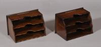 S/5730 Antique Treen Pair of 19th Century Walnut Letter Racks by Parkins Gotto, London