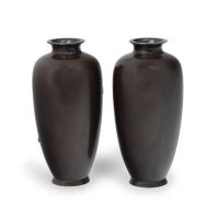 Meiji period bronze vases