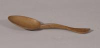 S/5776 Antique Treen 19th Century Welsh Pear Wood Dolphin Spoon