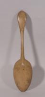 S/5776 Antique Treen 19th Century Welsh Pear Wood Dolphin Spoon