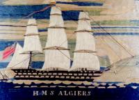 Sailor's Silkwork of HMS Algiers, Circa 1865