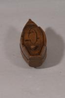 S/5799 Antique Treen 19th Century Fruitwood Fisherman's Boat Snuff Box
