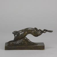 Art Deco Animalier Bronze Study Entitled "Running Hare" By Andre Becquerel