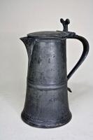 A Scottish pewter flat lidded flagon or laver, late 18th century