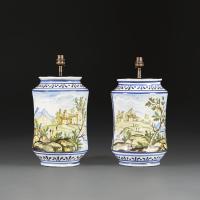 A Fine Pair of 19th Century Italian Albarello Vases