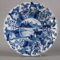 Blue and white moulded plate