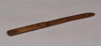 S/5804 Antique Treen 19th Century Yew Wood Killarney Paper Knife Dated 1883