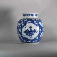 Chinese blue and white prunus jar, Kangxi